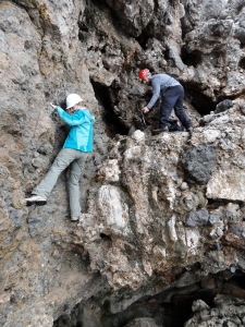 George Iliopoulos and I hunting for Kutri Cave, in Crete, where Dorothea Bate found fossils of dwarf deer. Imagine doing this in Edwardian dress! Photo (c) David Richards.